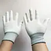 Guantes de nailon blanco de 13 pines, finos, adhesivos protectores grandes, guantes de poliéster transpirables y antipolvo.