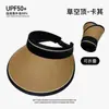 Chapéu de Palha Trançado Personalizado Dobrável de Topo Aberto, Chapéu de Sol com Proteção UV Anti-UVA, Aba Larga para Viagem e Ciclismo, Novo Estilo de Verão
