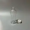 Botella de Plástico con Tapa de Aluminio de 80ml Loción Cosmética Aceite Esencial Reenvasado Mascota Botella Transparente con Tapa de Aluminio Florero Botella de Cintura Delgada