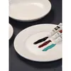 Plato de tinta Pintura a tinta Pintura china Paleta de cerámica Plato de paleta Plato de tinta de cerámica Mariposa de tinta Plato de porcelana Caligrafía de práctica