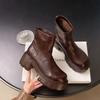 Botas Curtas Chelsea de Salto Alto com Solado Grosso para Mulheres 2025 Outono e Inverno Novo Estilo Botas Curtas Quentes com Forro de Lã Versátil Resistente ao Desgaste Antiderrapante Botas Femininas