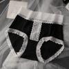 Pantaletas Negras Sexy de Verano Caladas Transpirables para Chica, Exportación Japonesa, Pantaletas de Malla con Encaje Blanco y Negro para Mujer