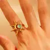 Joia Cruzada Europeia e Americana Anel de Girassol em Aço Inoxidável Moda Personalidade Índice Dedo Sol Anel Aberto para Mulheres