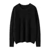 Suéter feminino de gola redonda, mangas raglan, fio fino, emagrecedor, estilo coreano, espesso, macio, 100% cashmere, outono e inverno 2024