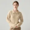 Suéter de Cachemir Holgado con Cuello Polo para Mujer, Adelgazante, Suave, Agradable para la Piel, Prenda Base de Punto, Estilo Dulce, Rejuvenecedor, Top con Temperamento