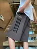 Pantalones Cortos Deportivos Rayados Estilo Americano para Hombre Verano High-street Cachorros Guapos Pantalones Rectos de Color Contrastante Vibe Marca Trendy Pantalones Versátiles
