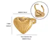 Anillo de Corazón con Moño Hueco de Moda, Chapado en Oro Real de 18K, Anillo de Acero Inoxidable, Joyería de Mano a Juego para Parejas