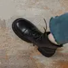 Botas Martin de couro macio para mulheres, estilo britânico, novas botas de outono e inverno 2026 com forro de fleece e sola grossa, botinhas de algodão com forro de fleece