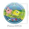 Bob Esponja Platos Desechables de Papel Servilletas de Papel Juego de Vasos Decoración para Fiesta de Cumpleaños Infantil Bandera Colgante