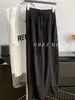 Calças casuais largas para outono de 2026 para mulheres, feitas de tecido Tencel fresco, corte solto, estilo boyfriend, cintura alta, comprimento cropped