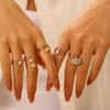 Moda Europea y Americana Retro Anillo Abierto Sol y Luna para Mujer Lujo Ligero Sentido de Gama Alta Nicho Ojos de Garra de Gato Anillo de Tortuga Estrella de Mar