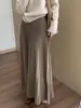 Saia midi plissada de caxemira, cintura alta, modeladora, espessa, coleção outono 2026, estilo coreano, versátil, casual e elegante, saia em A