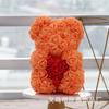 Urso de Pelúcia com Rosa Preservada Presente Dia das Mães Flor Artificial Urso de Abraço Ornamento Presente Urso Coração de Rosa