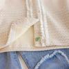 Roupa infantil atacado terno para meninas primavera e outono novo infantil feminino tesouro cardigã tricotado top mais jeans conjunto de duas peças