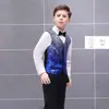 Colete Infantil Colorido com Lantejoulas em Degradê para Posicionamento, Colete de Apresentação de Palco, Host, Recitação para Menino, Roupa de Desfile para Menino