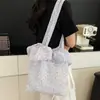Bolsa de Lona Tipo Cubo Floral Nueva Primavera y Verano Estilo Coreano para Mujer Bolso de Hombro Simple de Gran Capacidad Bolsa Cruzada de Compras