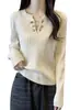Camisa Básica de Tricô com Decote em V Estilosa para Mulheres Outono e Inverno 2026 Suéter Plus Size para Cobrir a Barriga, Adequado para Mulheres Plus Size