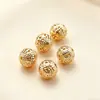 Bolas de flor huecas cuentas redondas cuentas sueltas accesorios para joyería DIY cuentas espaciadoras huecas patrón floral hilo para pulseras horquillas estilo antiguo