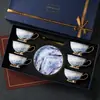 Conjunto de Xícaras de Café de Porcelana Fina e Elegante, Caixa de Presente Exquisita e Luxuosa com Xícara e Pires de Cerâmica, Presente de Inauguração