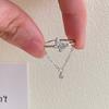 Anillo de Borla de Diamantes Redondos de Mariposa Brillante Estilo Japonés-Coreano Suave Sentido Roto Cadena de Insectos Zircón Flor Mariposa Anillo de Dedo Índice