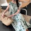 Pijamas de mujer para primavera y otoño, camisón de algodón y seda para primavera y verano, ropa de hogar de alta gama estilo Internet para mujer, vestido largo de playa