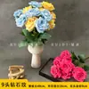 Flores Artificiales con 9 Cabezas de Rosa en Forma de Diamante, Adecuadas para Decoraciones de Hotel y Restaurante, Arreglos de Pasillo, Montajes de Boda y Decoraciones de Escenario