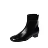 Botines Chelsea de Piel de Vaca con Plegues Franceses, Punta Cuadrada, Llenos de Textura, Tacón Bajo Grueso, para Viajar, Piel Genuina, Tobillo, Mujer, Otoño/Invierno 2026