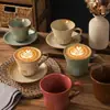 Caneca de Café Criativa em Argila com Formato de Chifre, Caneca para Latte Art, Prato Estilo Retro Japonês, Caneca Doméstica