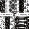 Papel de Fondo Negro Navideño Ww200, Papel Creativo para Materiales de Bricolaje, Papel de Fondo para Collage de Decoración de Árbol de Navidad con Muñeco de Nieve