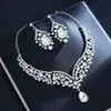 Conjunto de joias de luxo transfronteiriço europeu e americano: Conjunto de duas peças de colar e brincos de alta qualidade para noiva, acessório de casamento, brincos femininos atacado