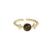 Anillo Abierto de Moda Retro Ojo de Tigre Maillard para Mujer, Diseño de Nicho con un Toque de Lujo, Anillo Único para el Dedo Índice