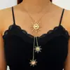 Collar Colgante de Moda Transfronterizo Europeo y Americano Girasol Llama Joyería Lujo Ligero Creativo Nicho Apilado Cadena para Clavícula Sol