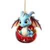 Pendantor de Huevo de Dinosaurio Lindo de Navidad 2023 Serie Mini Dragón Azul Naciendo Colgante Decoración de Árbol de Navidad Colgante para Coche