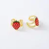 Pendientes de clip con gota de aceite de fresa y plátano, nuevos pendientes de perla para mujer, de venta caliente transfronteriza europea y americana para mujer