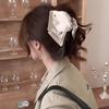 Pinza Negra de Satín con Lazo para Cola de Caballo, Pinza para Volumen del Cabello con Etiqueta Dorada de Lujo Ligero, Pinza para el Cabello de Viajero de Alta Gama y Exquisita