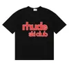 Camiseta de Manga Corta de Alta Calidad Rhude Diamante Color Sólido Estampado de Letras para Hombre y Mujer, Nueva de Verano 2024
