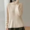 Nuevo Jersey de Punto de Lana para Mujer Otoño e Invierno, Tejido de Cuello Redondo, Diseño de Ganchillo Hecho a Mano Puro, Capa Interior de Aspecto Adelgazante