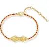 Pulseira Vermelha Banho de Ouro K Cobre Ultrafino para Mulheres, Empilhável, Ano do Zodíaco, Pulseira Simples Trançada Estilo Chanel, Atacado e Dropshipping