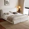 Dormitorio Principal de Casa de Huéspedes Estilo Crema Cama Doble para el Hogar Estilo Wabi-sabi Cama Yin Tela Tapizada Suave Corduroy Desmontable Lavable