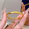 Nuevo Pulsera Antigua de Arena Dorada Estilo Chino para Niñas, Pulsera de Empuje y Tirón de Salud y Seguridad para Niños, Joyería de Mano Brillante con un Toque de Lujo