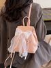 Mochila Estilo Ballet com Laço Feminina 2024 Nova Fashionável Coreia do Sul Mochila Fofa Portátil Bolsa de Ombro Mochila Escolar