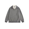 Polo de Marca de Moda Seleccionado por el Personal para Pareja con Cuello Campana, Estilo Casual Holgado para Hombres y Mujeres, Polo a Rayas Falso de Dos Piezas de Manga Larga W250