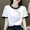 Camiseta Corta de Manga Corta de Moda Estilo Mamá para Mujer, Nuevo Diseño de Verano con Retazos Únicos y Bloques de Color, Top de Comercio Exterior Transfronterizo