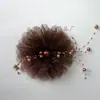 DIY En Stock Perla Pluma Flor de Peonía Alto Temperamento Pasador para la Parte Posterior de la Cabeza Nuevo Accesorio para el Cabello para Mujer Producto Semi-Terminado