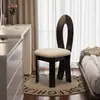 Silla de sirena retro de madera maciza estilo vintage con respaldo, silla de comedor minimalista nórdica para el hogar, silla de tocador para dormitorio