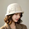 Nuevo sombrero de lana retro de tweed estilo francés para mujer, moderno sombrero de pescador de lana para otoño e invierno, sombrero tipo cubo elegante y que adelgaza el rostro