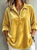 2026 Europeu Cruzado Amazon Nova Primavera Outono Inverno Feminino Cor Sólida Casual Botão Moda Veludo Dourado Top