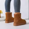 Botas de neve grossas transfronteiriças para mulheres, novas e estilosas para o inverno de 2026, sapatos versáteis de algodão para neve com forro de pelúcia