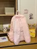 Bolso de Hombro Femenino de Encaje con Lunares Color Melocotón Claro con Bordado de Corazón a Cuadros y Estrella, Set de Mochila de Dos Piezas para Estudiantes de Primaria y Secundaria