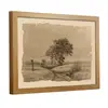 Popular Pintura de Escritorio con Marco de PS de Grano de Madera de Amazon para Decoración de Sala de Estar, Pared de Fondo de Sofá, Pintura Colgante de Paisaje Campestre
